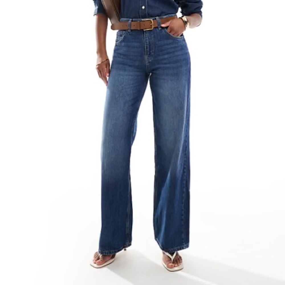 BERKSHA High Rise 90s Wide Leg Jeans - Indigo wash